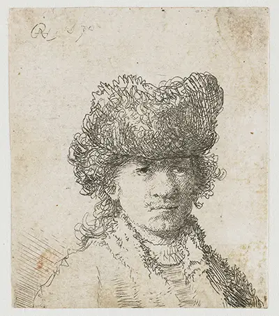Self Portrait in a Fur Cap Rembrandt